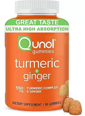 Qunol Turmeric and Ginger Gummies， Gummy with 500mg Turme
