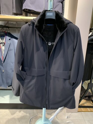 希努尔尼克服藏蓝色B527AM4可拆卸貂领獭兔毛鹅绒内胆免费干洗