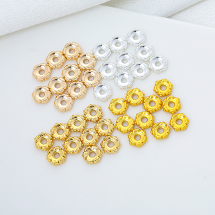 14K包金保色花托型六角隔片散珠手工手链隔珠diy手工手串配珠材料