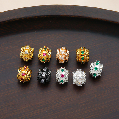 18K包金保色镶锆石大孔花球