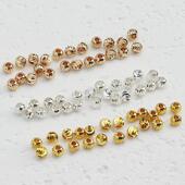 14K切弯刀纹圆珠竖切花珠银色18K包金珠保色DIY饰品手链手串配件