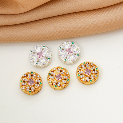 18K包金保色镶粉锆镂空圆形串珠