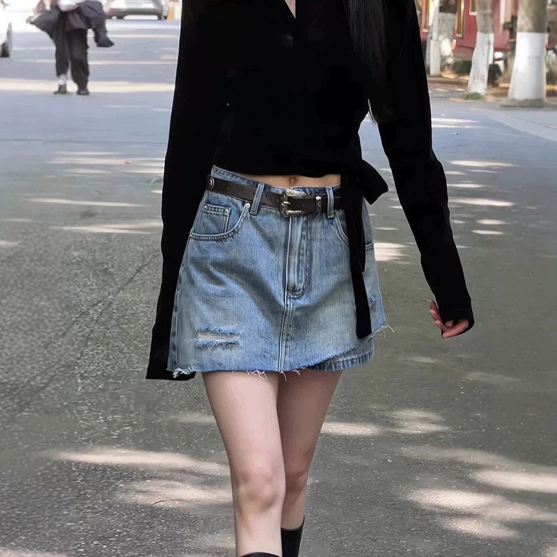 牛仔裙裤女2026夏季梨形身材高腰显瘦宽松短裤短裤裙一体假两件