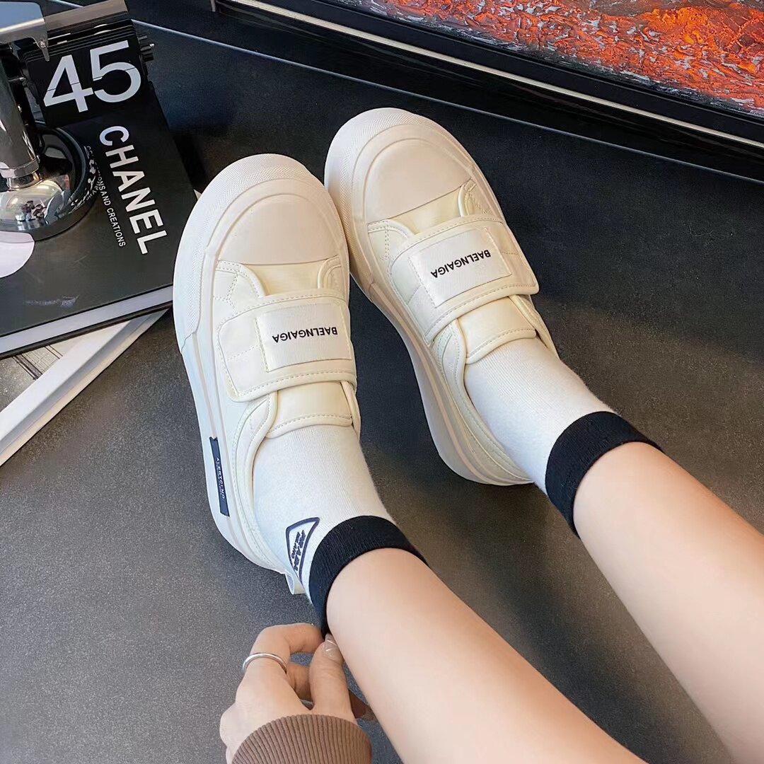 真皮小白鞋女鞋丝绸拼接增高显瘦显腿长运动休闲鞋圆头中跟板鞋单