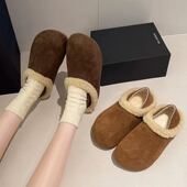 2025新款 厚底加绒加厚全包毛毛鞋 雪地靴女防滑保暖毛毛拖