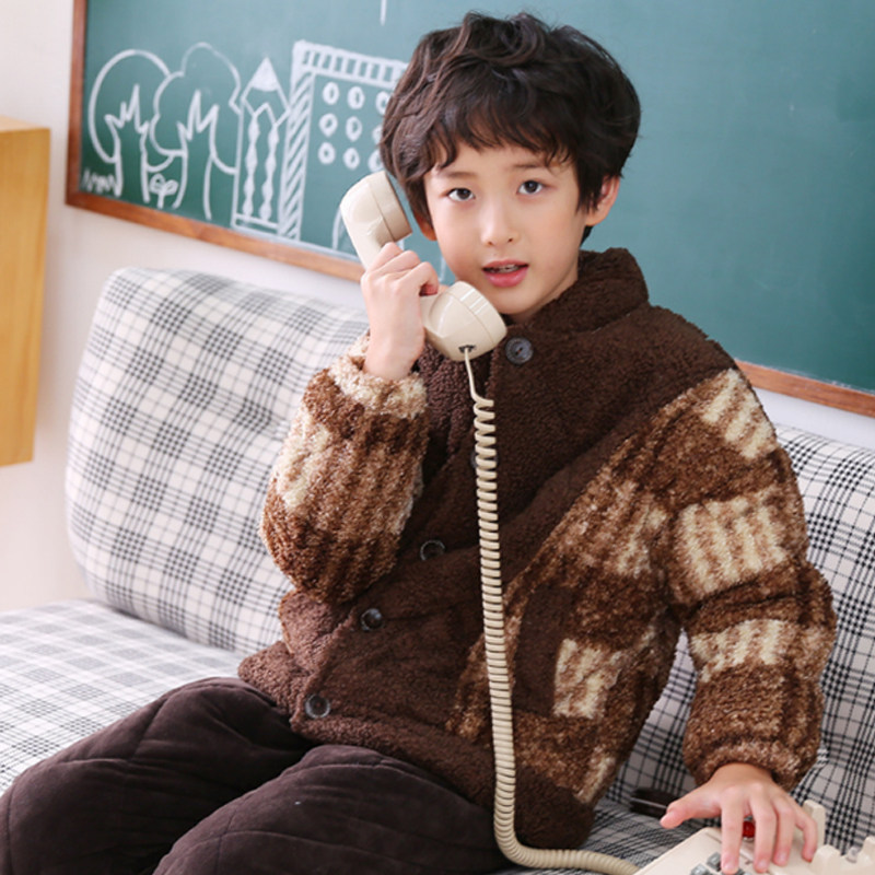三昌儿童睡衣男童冬加厚款珊瑚绒羊羔绒三层夹棉大童加绒保暖棉袄,童装/婴儿装/亲子装,家居服套装,淘宝优惠券,粉丝福利购,淘宝优惠卷