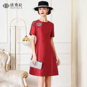 敬酒服 新款 小个子婚礼妈妈装 高贵喜婆婆婚宴礼服连衣裙女2024秋装