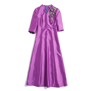 婚礼妈妈装高贵喜婆婆宴会晚礼服年会小个子敬酒服连衣裙女秋