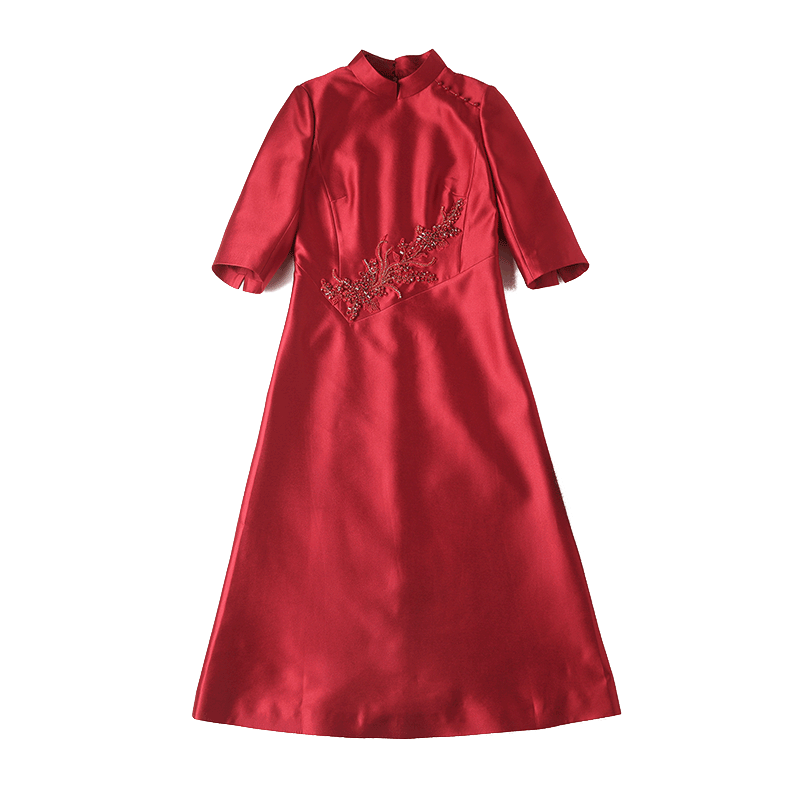 结婚婚礼妈妈装气质喜婆婆婚宴礼服洋气阔太太敬酒服连衣裙女秋款