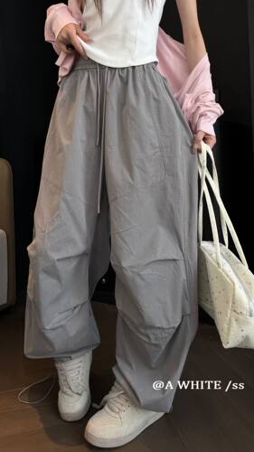 2026年夏款K343美式速干工装裤高腰显瘦百搭宽松束脚休闲阔腿裤子