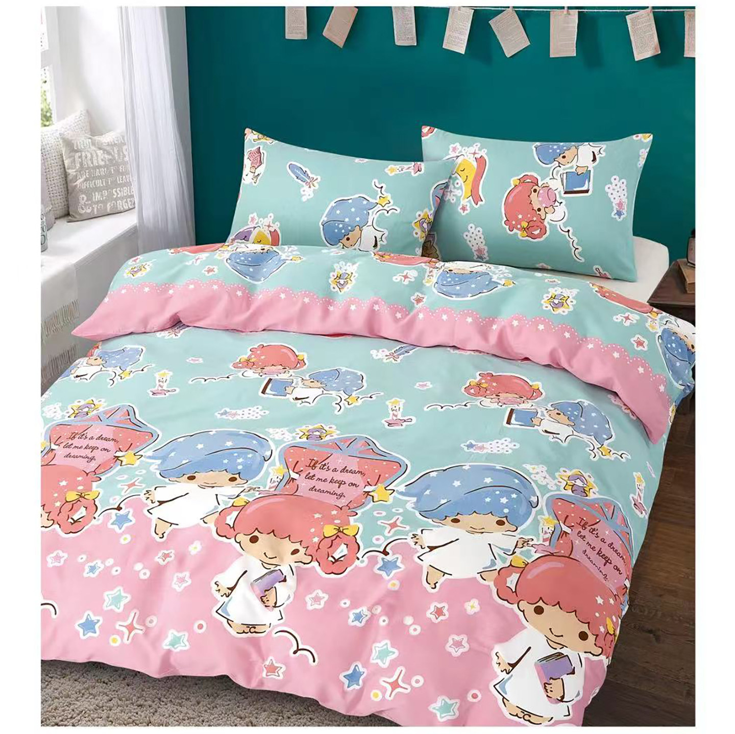 双子星纯棉卡通床上四件套1.8M儿童女孩全棉床笠1.0米 宿舍上下铺
