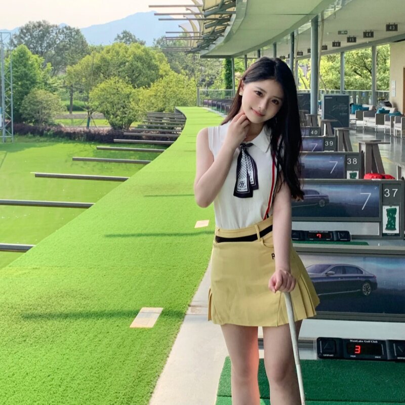 韩版高尔夫女士夏季户外防走光运动球裙时尚百搭百褶裙网球短裙子