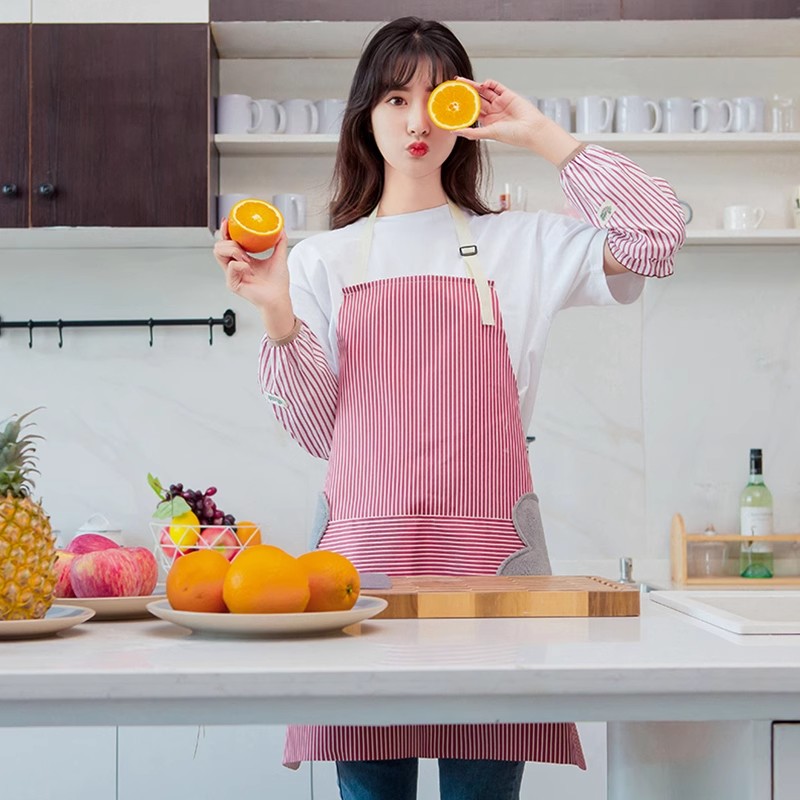 两用擦手围裙女防水防油家用厨房做饭围腰韩版可爱成人可调节包邮