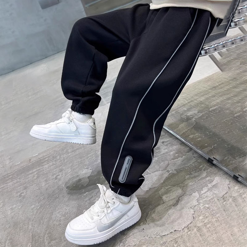 儿童装男童运动裤子春秋韩版运动裤男孩长裤中大童反光时尚卫裤潮