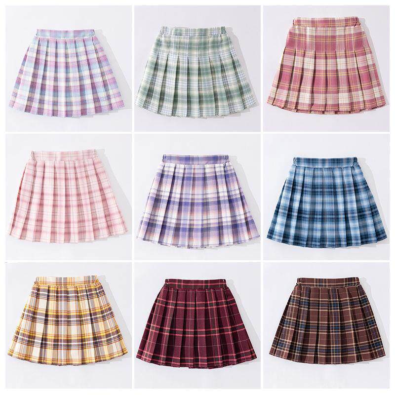 女童半身裙jk制服秋冬日系格子百褶短裙中大童冬季学院风儿童