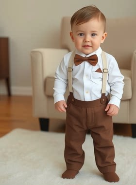 婴幼童春秋礼服套装男宝宝春装棉质连体衣超萌婴幼儿春季外出爬服