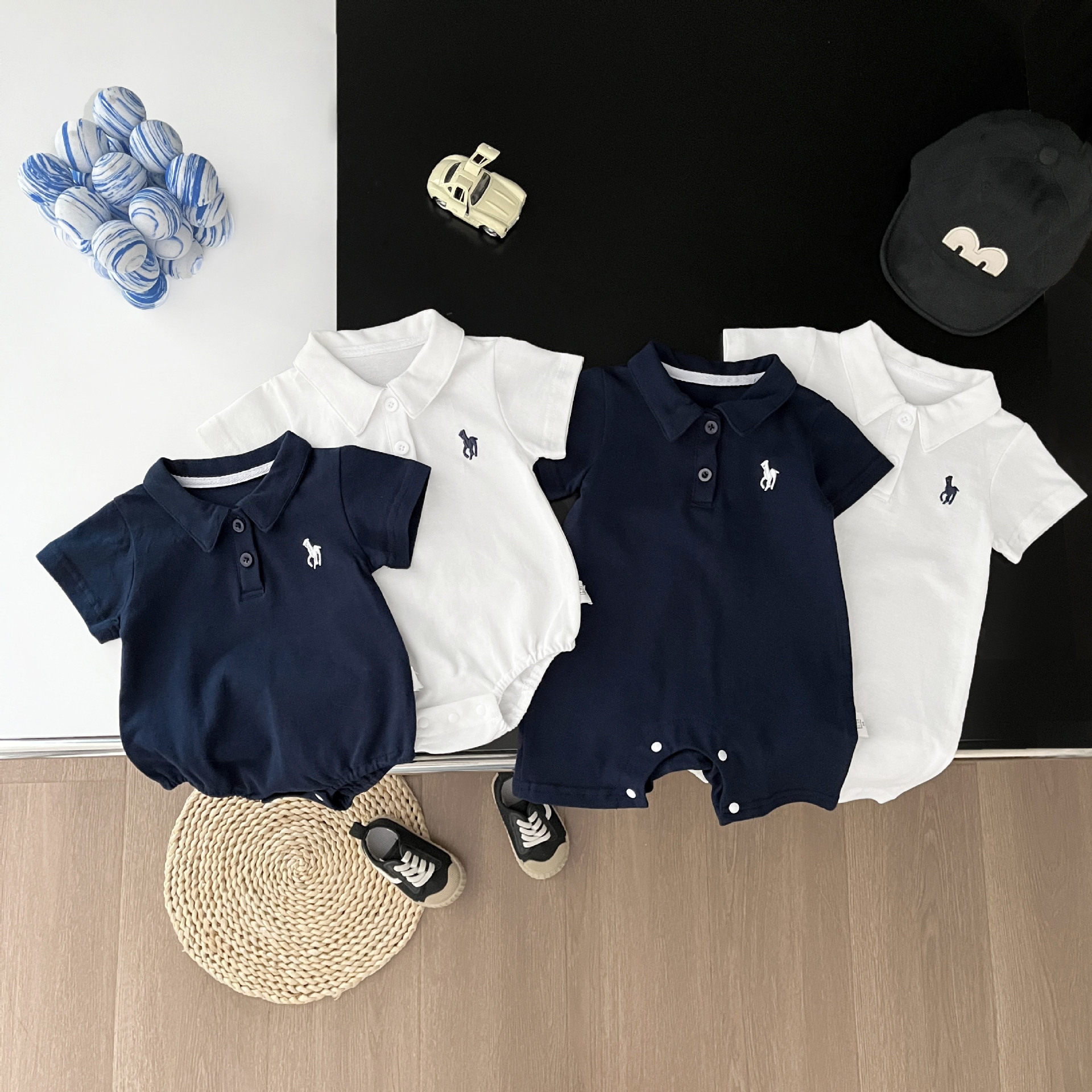 男宝宝夏装衣服婴儿夏季短袖包屁衣帅气polo衫哈衣夏天外出服
