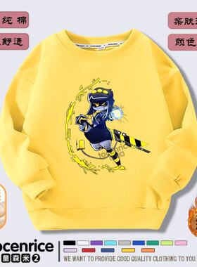 新款无机杀手murderdrones周边衣服儿童百搭中大童加绒连帽卫衣潮