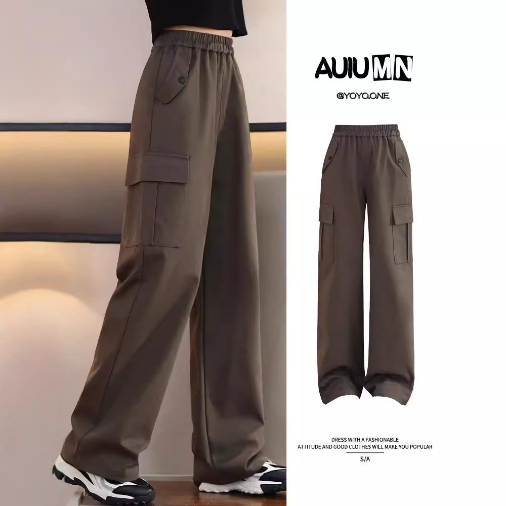 女童工装裤春秋休闲裤2025新款儿童裤子秋冬女大童黑色阔腿裤