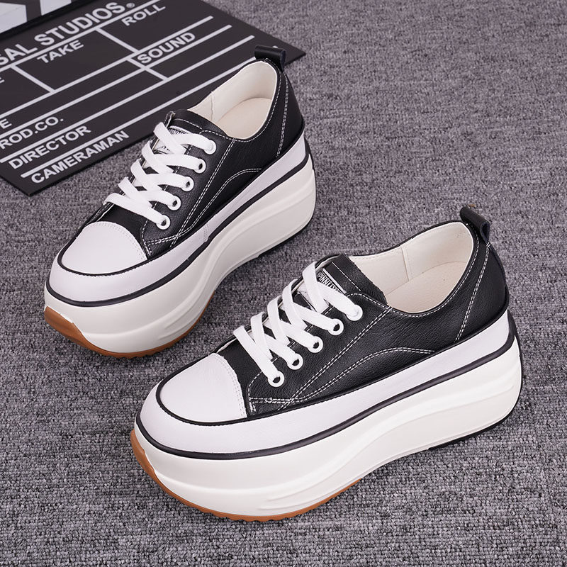 松糕鞋女厚底英伦风2025新款小个子内增高女鞋10cm增高真皮休闲鞋