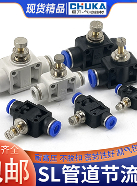 气动气管接头管道白色节流阀PA LSA SA4 SA6 SA8 SA10 SA12直通阀