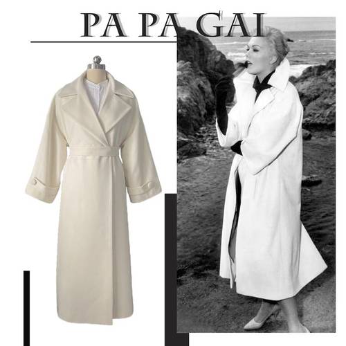 毛呢过膝长款复古宽松迷魂记同款