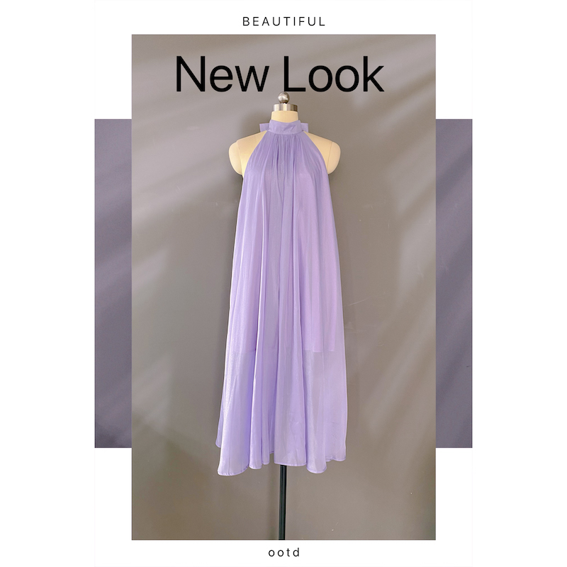 法式长裙雪纺挂脖连衣裙