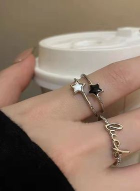 Lucky!星星字母锆石戒指女夏季ins简约冷淡风指环时尚个性食指戒