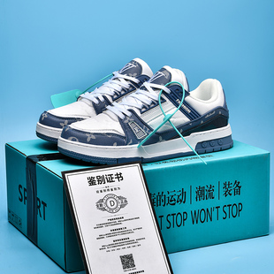 莆田鞋爆款印花轻奢小码男鞋35欧美时尚休闲板鞋36运动情侣黑白37