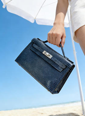 限量特价现货南非KK级鸵鸟皮 凯莉25cm全手缝蜡线kelly手提斜挎包