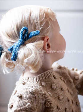 Misha&Puff同款MP儿童纯手工编织羊毛毛线可爱蝴蝶结发夹边夹发卡
