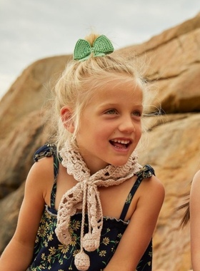 misha and puff mp同款儿童羊毛针织编织大蝴蝶结发夹发饰