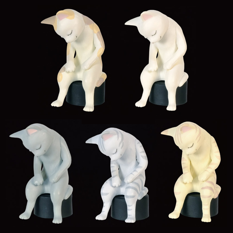 qualia扭蛋玩具 燃尽的猫 斗志燃尽的坐姿猫咪 颓废动物 礼物现货