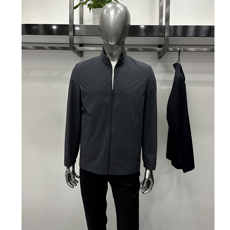 轻便透气26专柜男士立领拉链夹克外套牛奶丝免烫时尚设计商务休闲