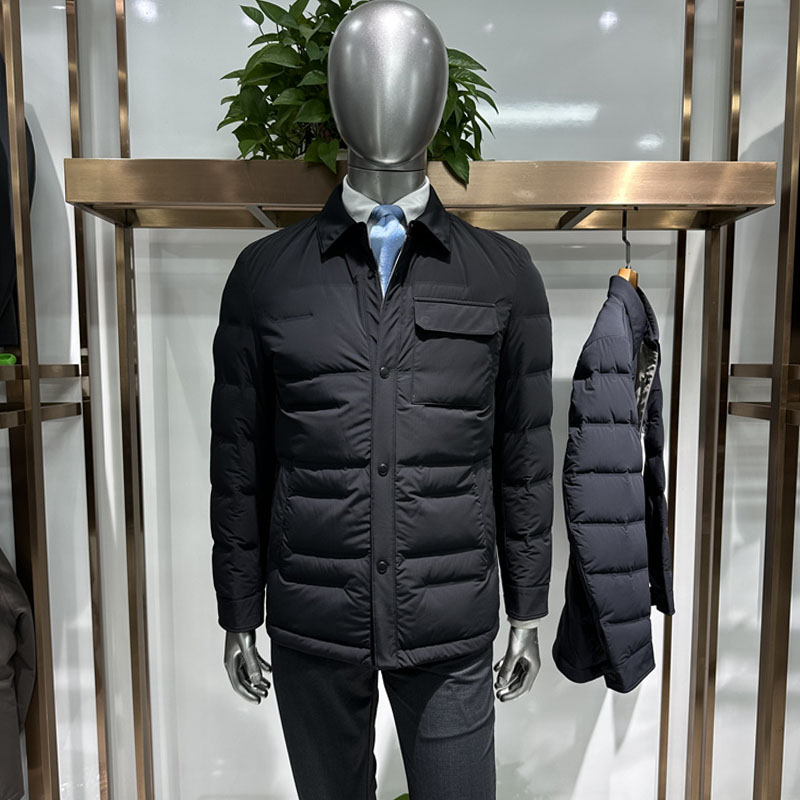 男士鹅绒服翻领摁扣款直充绒款