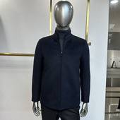 新款 微厚山羊绒绵羊毛料2色 商务行政外套 男士 羊毛夹克立领拉链款