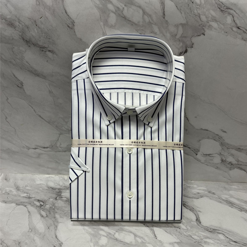 男士短袖衬衫纯棉高支纱