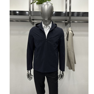 26春夏轻便透气男士 连帽脱卸拉链夹克外套微弹微皱工艺牛奶丝免烫