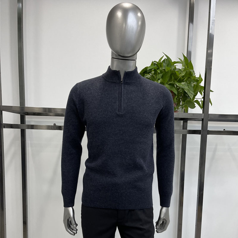 新款 男士半高领拉链针织衫毛衫羊毛微厚高弹 时尚休闲合体版4色