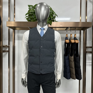 羽绒马甲新男士V领摁扣开衫拉链兜保暖羽绒背心无痕工艺不钻绒4色
