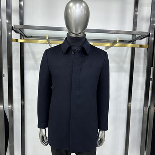 鹅绒多穿男士 内胆脱卸山羊绒羊毛面料 羊毛大衣羽绒服两穿翻领扣版
