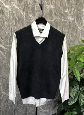 品牌新款 男士毛背心马甲V领纯色抗起球羊毛高弹时尚商务休闲4色