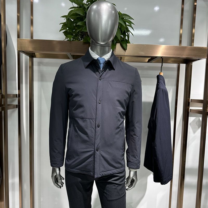 鹅绒直充款男士羽绒服翻领摁扣