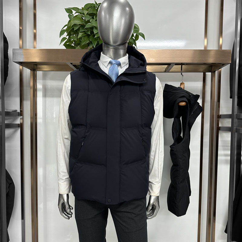 羽绒马甲新五防格子纹理面料男士
