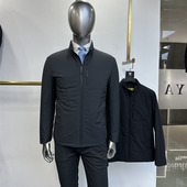 部分弹力针织拼接舒适有型 版 航空PI棉填充男士 棉服超轻料合体修身