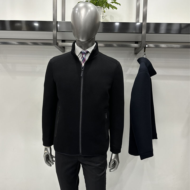 羊毛针织男士羽绒服立领拉链夹克