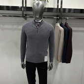 秋冬新款 微厚提花390克26支羊毛衫 男士 山羊绒绵羊毛针织拉链开衫