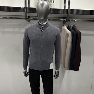 微厚提花390克26支羊毛衫 山羊绒绵羊毛针织拉链开衫 男士 秋冬新款