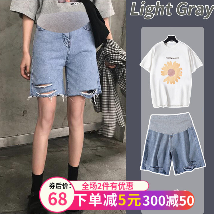 孕妇裤子牛仔裤五分短裤阔腿裤夏季薄款时尚外穿宽松潮妈中裤春夏