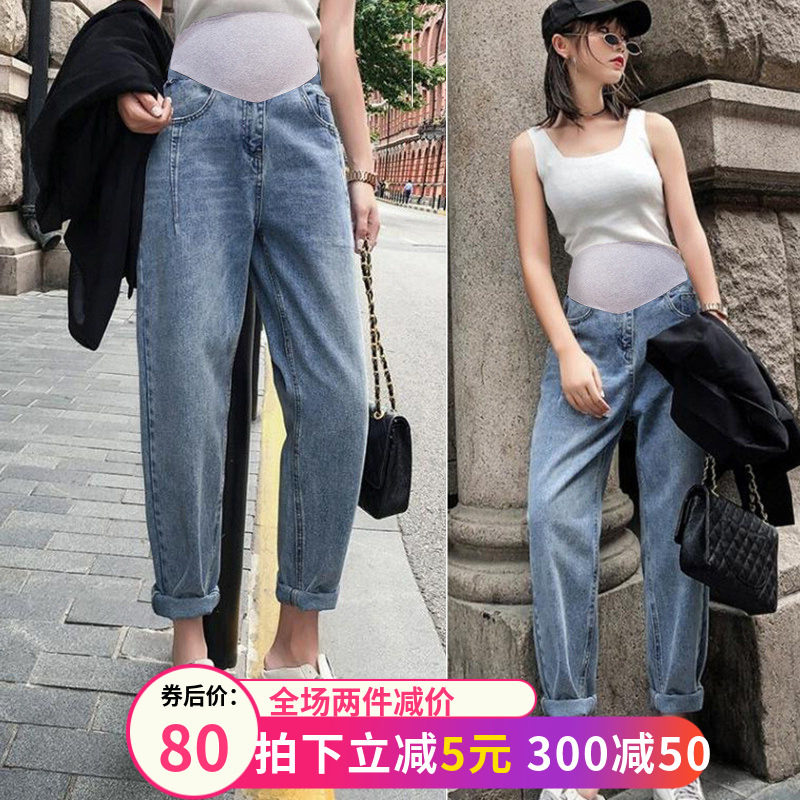 孕妇裤子外穿时尚秋冬装牛仔裤潮妈洋气春秋款老爹裤宽松秋季长裤